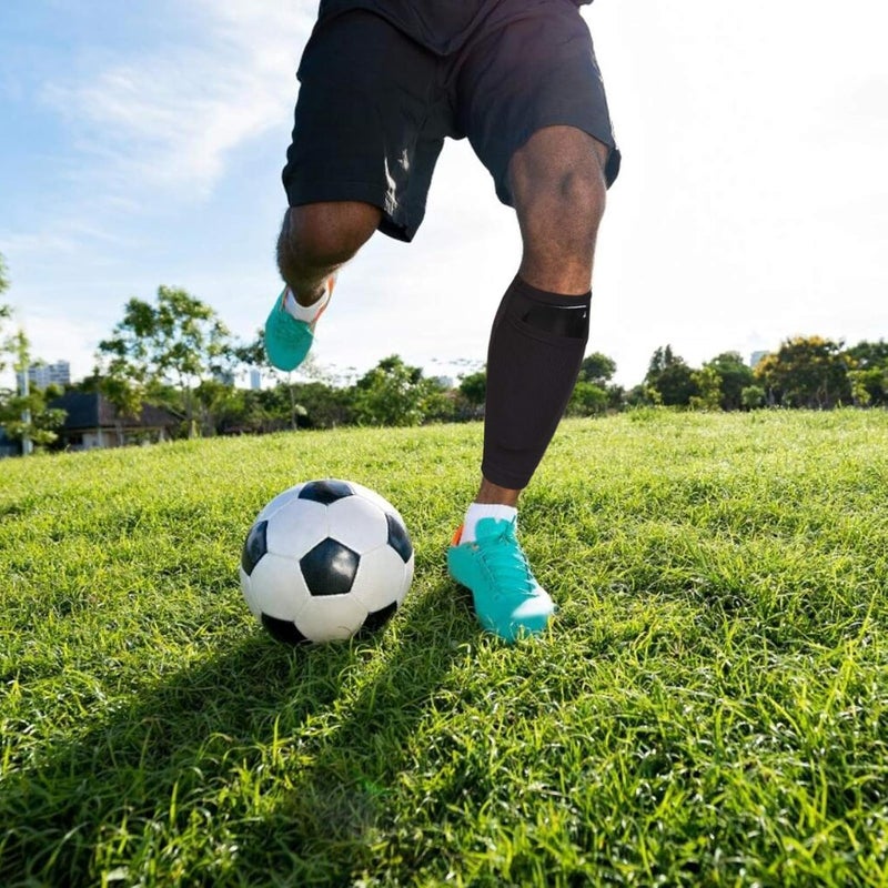Hersent Soccer Shin Guard Sock,Leg Performance Support Football Compression Calf Sleeves with Pocket Can Holding Shin Pads,Comfort Breathable Youth Soccer Shin Guard Holders for Beginner or Elite Athlete - Image 5